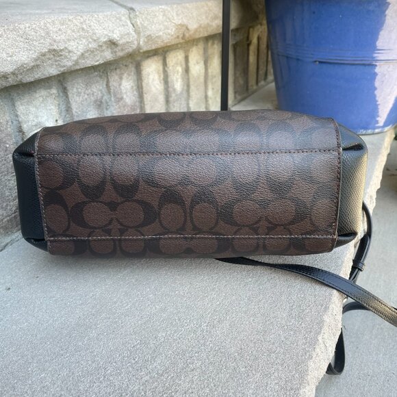 COACH MINETTA SATCHEL CROSSBODY SIGNATURE MONOGRAM WOMEN'S BAG Brown Black - Picture 10 of 16